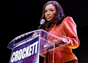 DALLAS, TEXAS - MARCH 3: Rep. Jasmine Crockett (D-TX) speaks with supporters during her Senate Primary election night party on March 3, 2026 in Dallas, Texas. Crockett is running in the Texas primary, where voters will decide which Democratic and Republican candidates will face off this November in congressional races in the Senate and the House. (Photo by Ron Jenkins/Getty Images)