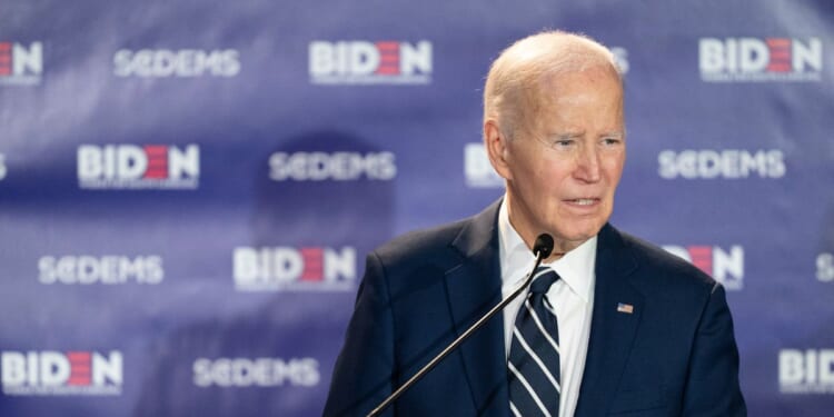 Former President Joe Biden speaks to a crowd at a fundraising event in Columbia, South Carolina, on Feb. 27, 2026.