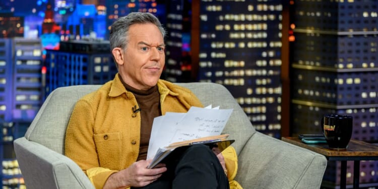 Greg Gutfeld appears during Former 2024 presidential candidate Vivek Ramaswamy's visit to "Gutfeld!" at Fox News Channel Studios on Jan. 22, 2024, in New York City.