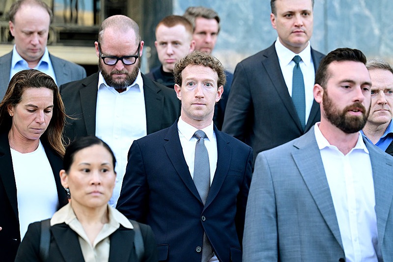 LOS ANGELES, CALIFORNIA - FEBRUARY 18: Meta CEO Mark Zuckerberg leaves the Los Angeles Superior Court after testifying on February 18, 2026 in Los Angeles, California. A 20-year-old California woman sued Meta and YouTube, accusing them of building addictive platforms that cause harm to children. (Photo by Wally Skalij/Getty Images)