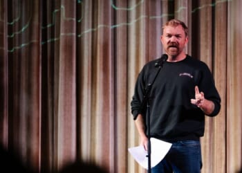 U.S. Senate candidate Graham Platner speaks at a town hall at the Leavitt Theater on Oct. 22, 2025, in Ogunquit, Maine.