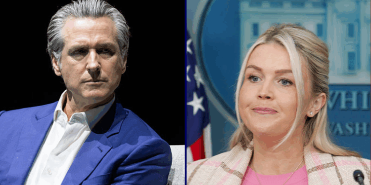 (L) California Gov. Gavin Newsom sits at an event promoting his book "Young Man in a Hurry" on February 28, 2026 in San Francisco, California. Newsom