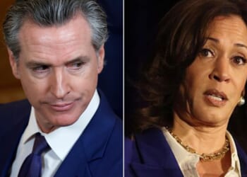 California Gov. Gavin Newsom, left, and former Vice President Kamala Harris are surprisingly unpopular, even among members of their own political party.