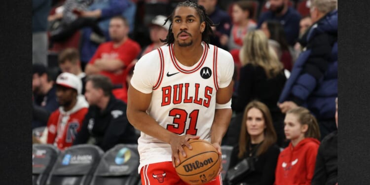 Jaden Ivey #31 of the Chicago Bulls is pictured in a file photo warming up before a Feb. 7 game against the Denver Nuggets in Chicago, Illinois.
