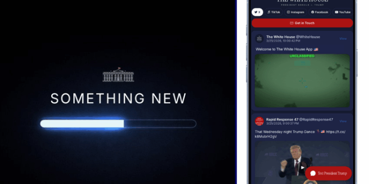 (L) White House app teaser post. (via: The White House; X) / (R) Image of a smartphone with the official White House app. (via: the White House; whitehouse.gov)