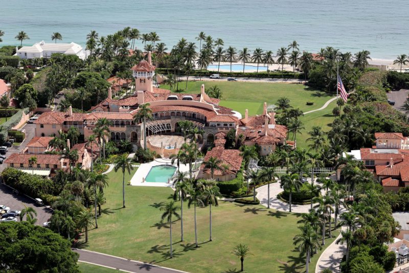 PALM BEACH, FLORIDA - SEPTEMBER 14: In this aerial view, former U.S. President Donald Trump's Mar-a-Lago estate is seen on September 14, 2022 in Palm Beach, Florida. Trump's legal team is currently negotiating with the Justice Department regarding the selection of a Special Master to review documents, some marked Top Secret, seized when the FBI searched the compound. (Photo by Joe Raedle/Getty Images)