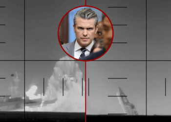 (L) Screen capture of the IRIS Shahid Soleimani after being hit by a U.S. torpedo. (via: Department of War; X) / (R) Screen capture of the IRIS Shahid Soleimani after being hit by a U.S. torpedo. (via: Department of War; X) / (C) U.S. Secretary of War Pete Hegseth arrives to deliver Congressional briefings on Iran at the U.S. Capitol on March 3, 2026 in Washington, DC. Trump administration Cabinet officials will be briefing all lawmakers in the House and Senate on U.S. and Israeli attacks on Iran. (Photo by Kevin Dietsch/Getty Images)