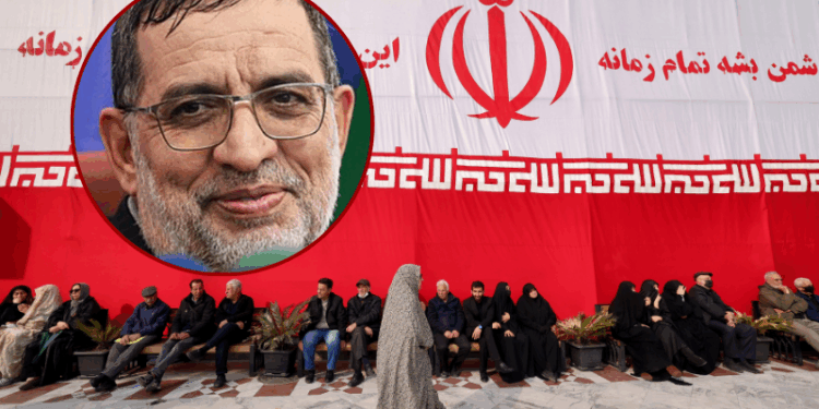 (Background) Mourners gather at the Imamzadeh Saleh shrine in Tajrish square in northern Tehran. (Photo by ATTA KENARE / AFP via Getty Images) / (L) Ali Mohammad Naini. (Photo via: Sardar (Islamic Revolutionary Guard Corps)