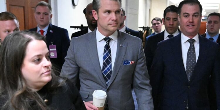 US Secretary of Defense Pete Hegseth leaves after briefing Senators on US military action in Iran, at the US Capitol in Washington, DC, on March 3, 2026. The United States hit hundreds of targets across Iran, and Israel expanded its bombing to Lebanon on Monday as President Donald Trump vowed to avenge the first US deaths in the war he launched to topple Tehran