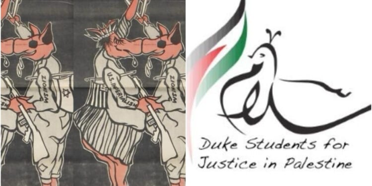 Duke Suspends Students for Justice in Palestine Chapter Over Illustration Depicting ‘Zionism’ as Pig Holding Star of David