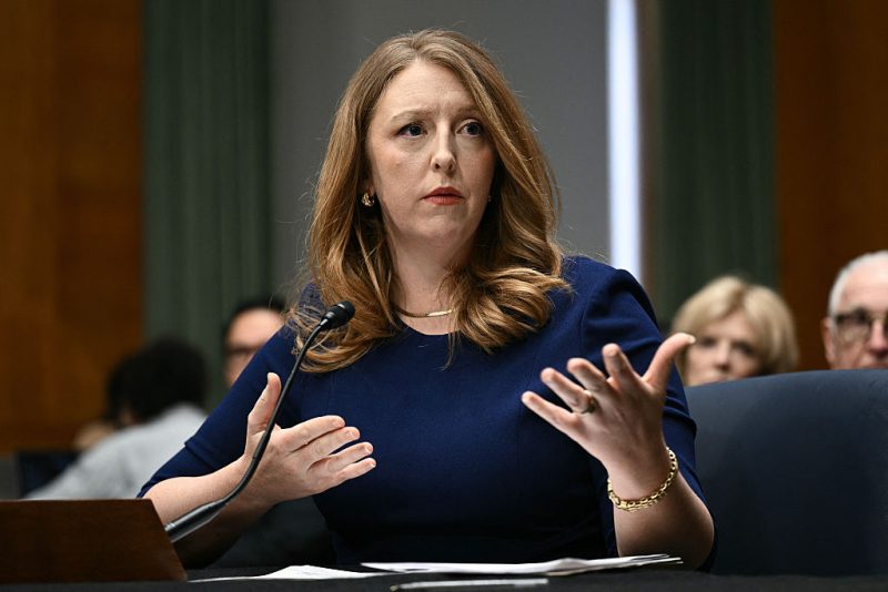 US physician and wellness influencer Casey Means, nominee for US Surgeon General, testifies during a Senate Health, Education, Labor and Pensions (HELP) Committee confirmation hearing on Capitol Hill in Washington, DC, on February 25, 2026. (Photo by Brendan SMIALOWSKI / AFP via Getty Images)