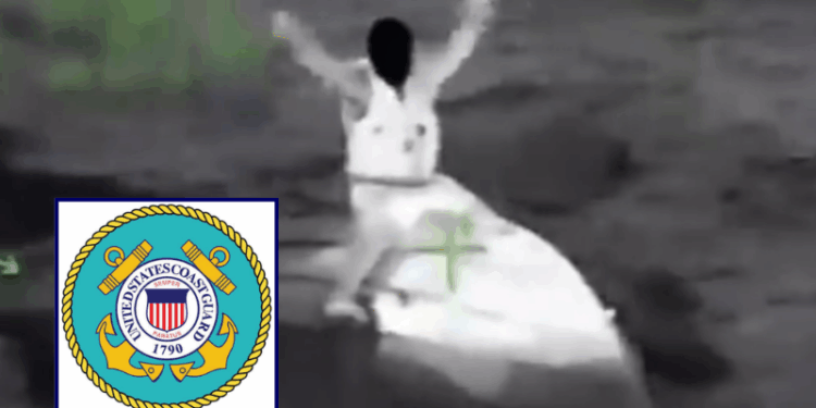 (Background) Screen capture of video footage showing a U.S. Coast Guard and Puerto Rico Police