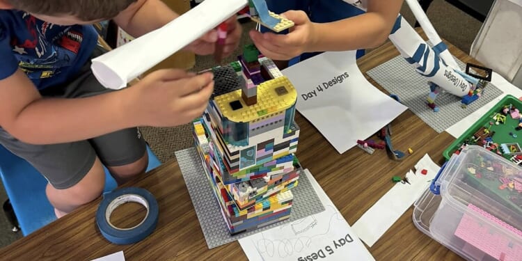 Kids building at Petrichor school.