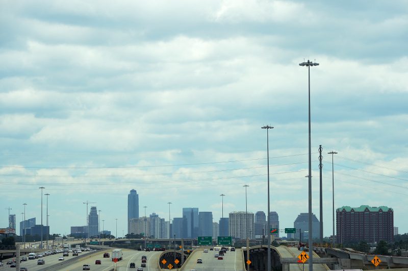 An August 30, 2017 photo shows the city of Houston. - While clouds parted in Houston, bringing welcome respite to a city where roads have become rivers, rural areas of Texas were drenched as Harvey headed eastwards. (Photo by MANDEL NGAN / AFP) (Photo by MANDEL NGAN/AFP via Getty Images)