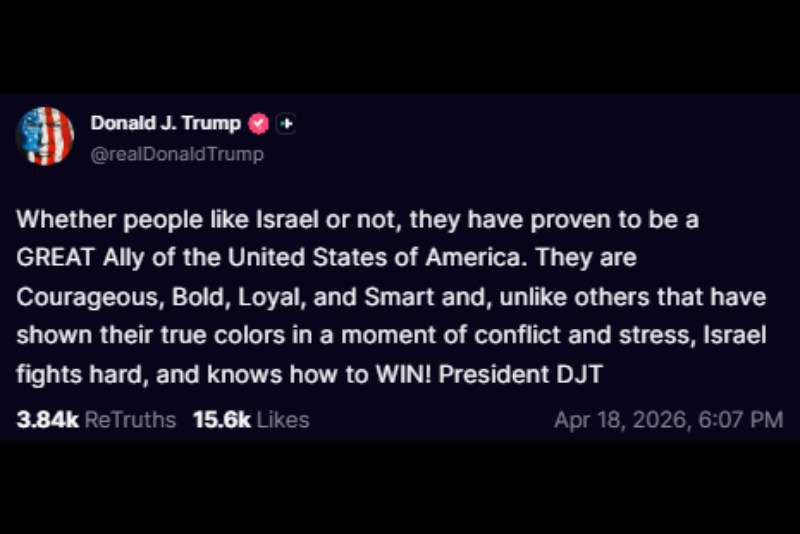 President Donald Trump Truth Social post