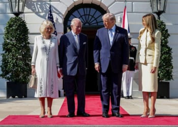 King Charles, Queen Camilla greeted by Donald and Melania Trump at WH – One America News Network