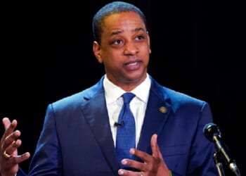 Then-Virginia Lt. Gov. Justin Fairfax is pictured in a 2021 file photo campaigning for the Old Dominions governor's office.