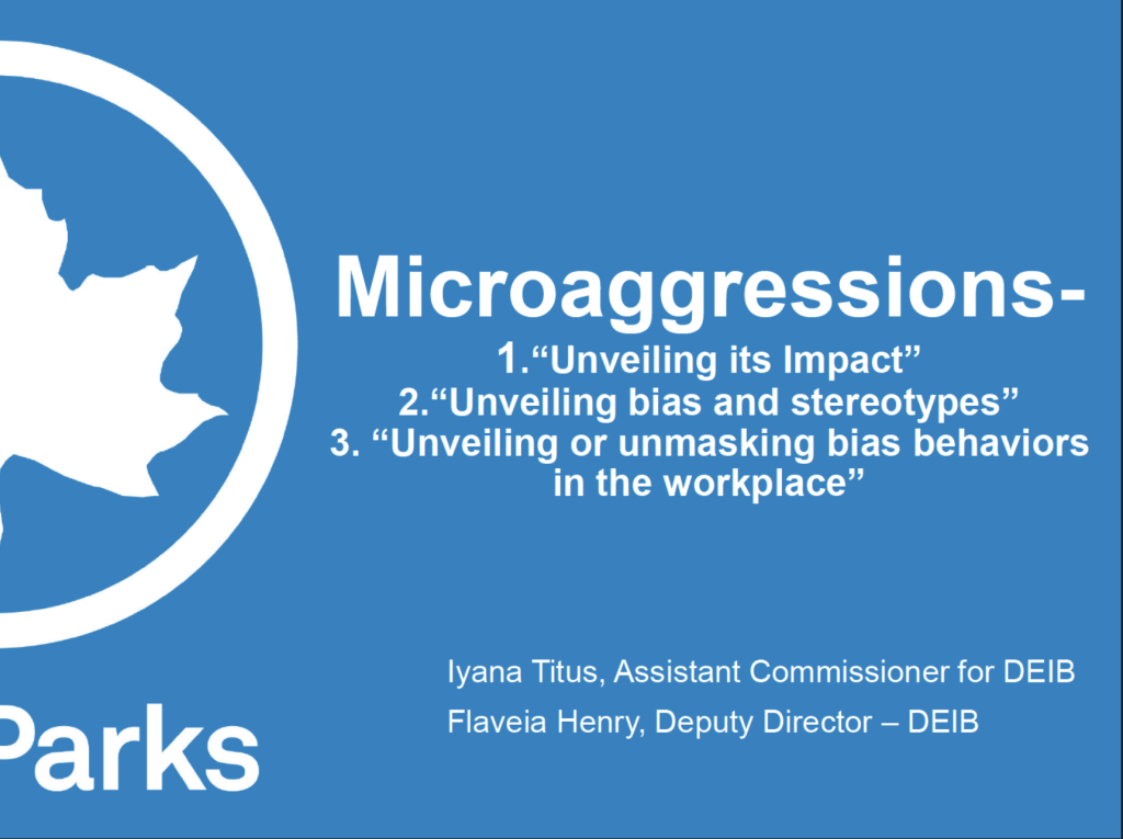 Screenshot from the New York City Parks Department's "Microaggressions" training