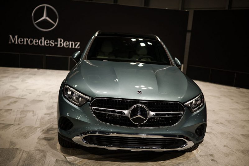 A Mercedes-Benz GLC300 is seen during the press preview for the New York International Auto Show at the Jacob Javits Convention Center in New York City on April 1, 2026. (Photo by CHARLY TRIBALLEAU / AFP via Getty Images)