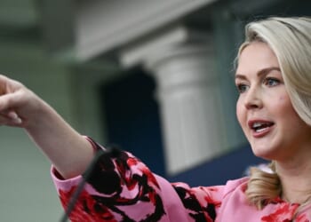 White House Press Secretary Karoline Leavitt speaks during a news briefing in the Brady Briefing Room of the White House in Washington, D.C., on March 30, 2026.