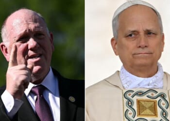 Border czar Tom Homan, left, who calls himself a "lifelong Catholic," said he believes Pope Leo XIV would have a different opinion if he could witness what Homan has seen in his 40 years in immigration enforcement.