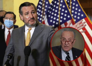 Senate Minority Leader Charles Schumer (D-NY) (R) talks to reporters following the weekly Democratic Senate policy luncheon at the U.S. Capitol on July 29, 2025 in Washington, DC. Democrats are demanding procedural votes for President Donald Trump