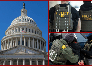 (L) The U.S. Capitol building is seen on March 09, 2026 in Washington, DC. U.S. Senators return to Capitol Hill while the House of Representatives is out of session this week. (Photo by Heather Diehl/Getty Images) / (R Top) Immigration and Customs Enforcement (ICE) agents patrol Terminal C at LaGuardia Airport on March 24, 2026 in New York, New York. The travel disruptions continue as hundreds of TSA agents quit or work without pay during a partial government shutdown. U.S. President Donald Trump deployed ICE agents to U.S. airports on Monday, with border czar Tom Homan in charge of the effort. (Photo by Michael M. Santiago/Getty Images) / (R Bottom) A teenage girl is arrested on Blaisdell Avenue after colliding with a Border Patrol vehicle on January 21, 2026 in Minneapolis, Minnesota. A teenage boy and girl, and multiple observers, were arrested by Border Patrol after the incident. The Trump administration has sent a reported 3,000 federal plus federal agents into the area, with more on the way, as they make a push to arrest undocumented immigrants in the region. (Photo by Stephen Maturen/Getty Images)
