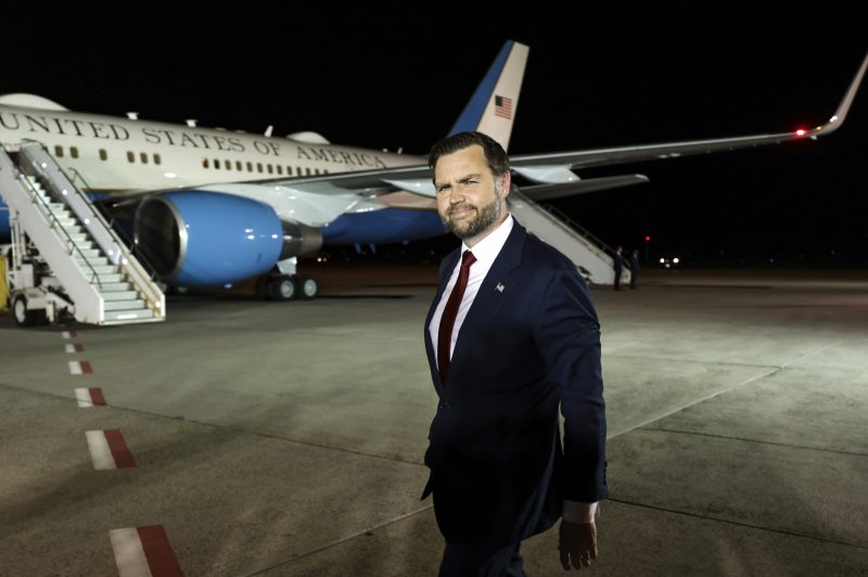 BUDAPEST, HUNGARY - APRIL 8: U.S. Vice President JD Vance looks on before boarding Air Force Two to return to Washington, D.C. from Budapest Ferenc Liszt International Airport on April 8, 2026 in Budapest, Hungary. The White House announced Vance would be leading the U.S. delegation in upcoming peace talks with Iran. Vance was in Hungary supporting Viktor Orbán's bid for reelection in Hungarian parliamentary elections scheduled for April 12. (Photo by Jonathan Ernst-Pool/Getty Images)