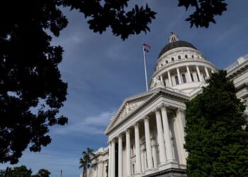 The California State Capitol Building stands in the sunlight on March 29, 2026.